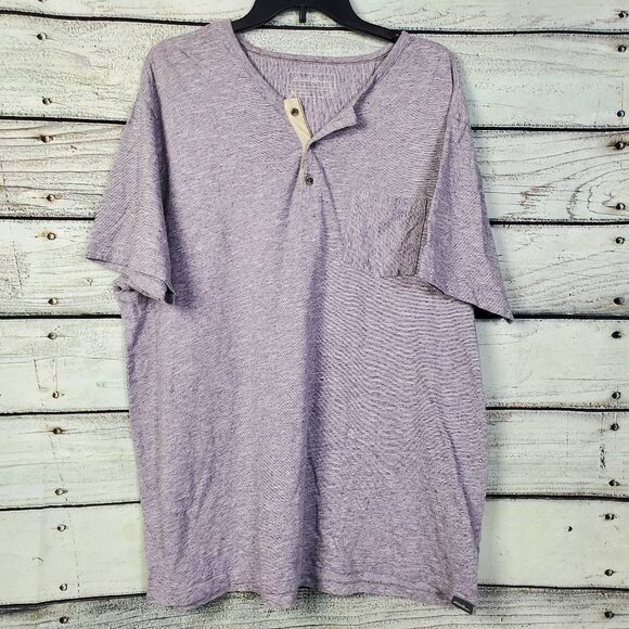Eddie Bauer Men’s Heather Purple Henley T-Shirt Size XL Short Sleeve 100% Cotton - Picture 1 of 5